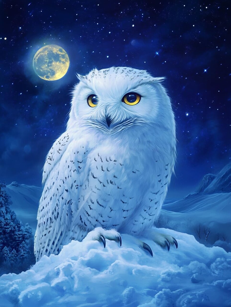 Diamond Painting Kits for Adults Owl on Snowy Mountain DIY 5D Diamond Art Kits for Beginners Full Drill Diamond Dots Crystal Craft Kits
